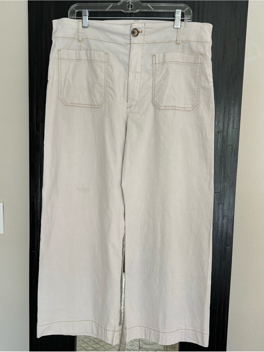 Maeve Anthropologie The Colette Women’s 33 Bone White Cropped Wide Leg Pants